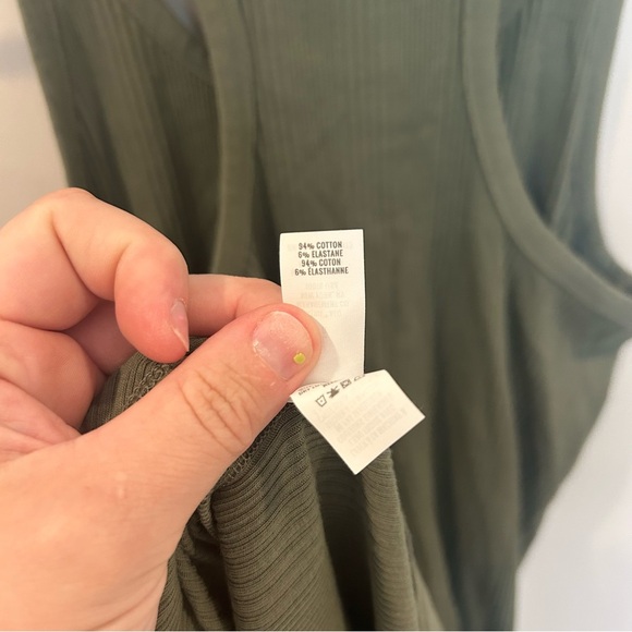 Women’s Aerie Ribbed Racer Back Tank Midi Dress, Olive, Large - Picture 5 of 5
